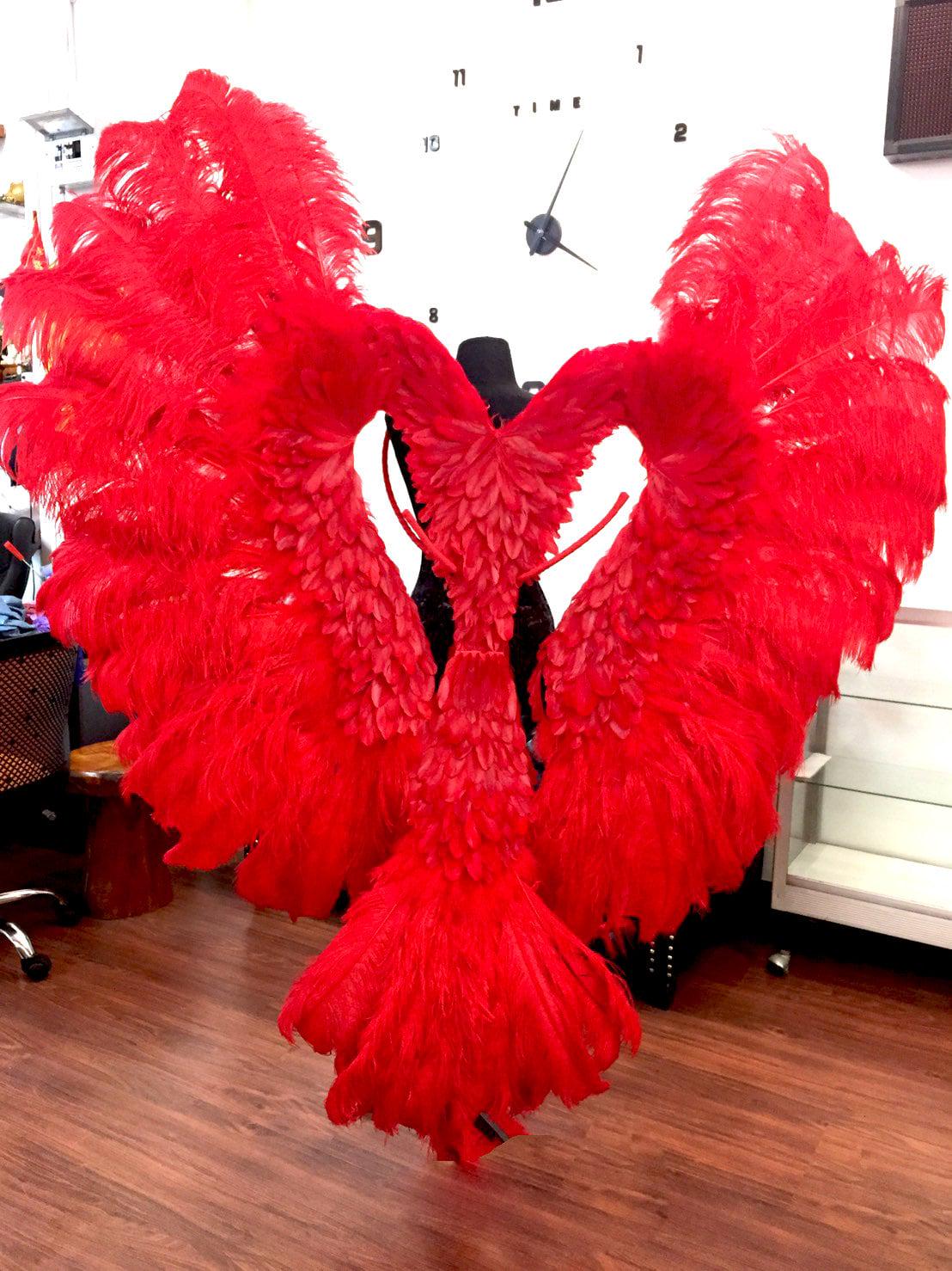 Da neena b043w gigantic white ostrich feather victoria secret angel wings with tail