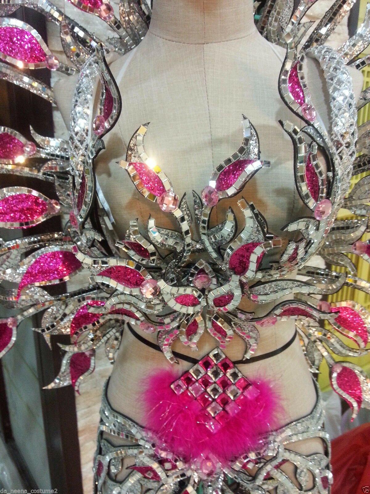 Da neena b04c pink fuchsia tulip flower bra skirt headdressshoulder pieces costume set