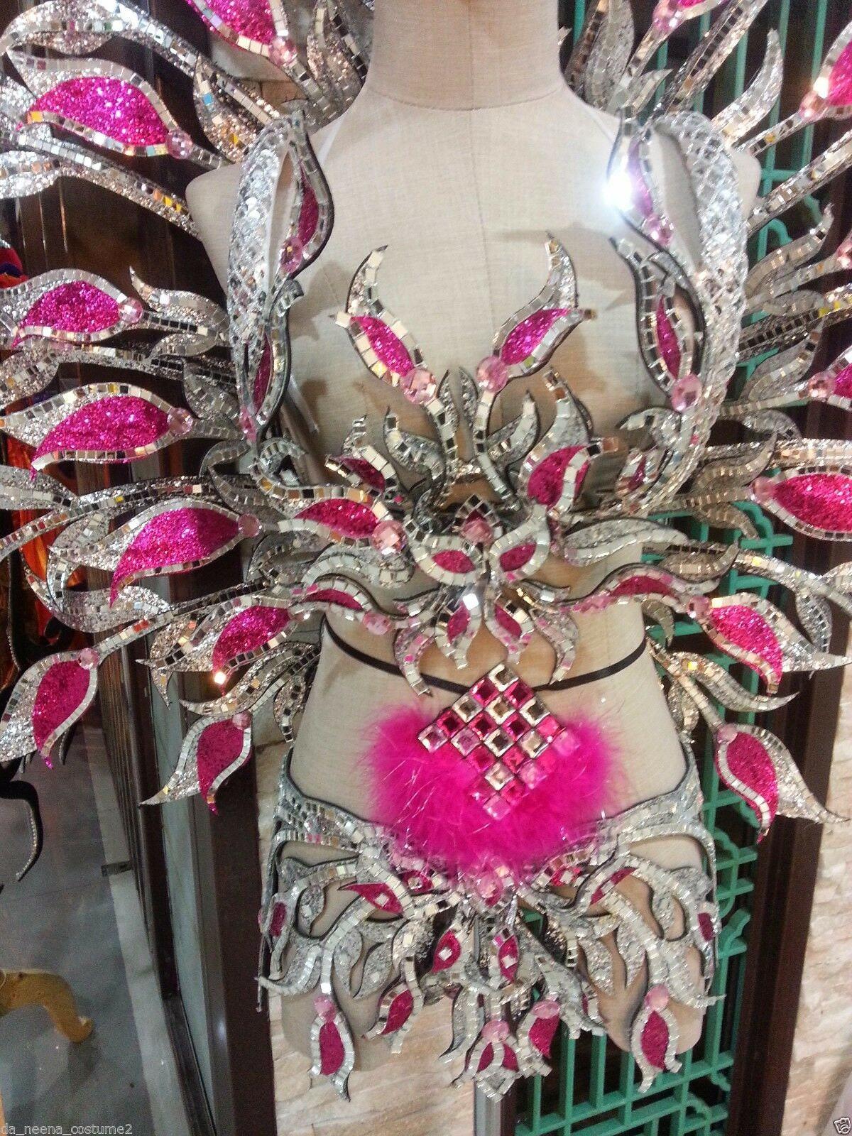 Da neena b04c pink fuchsia tulip flower bra skirt headdressshoulder pieces costume set