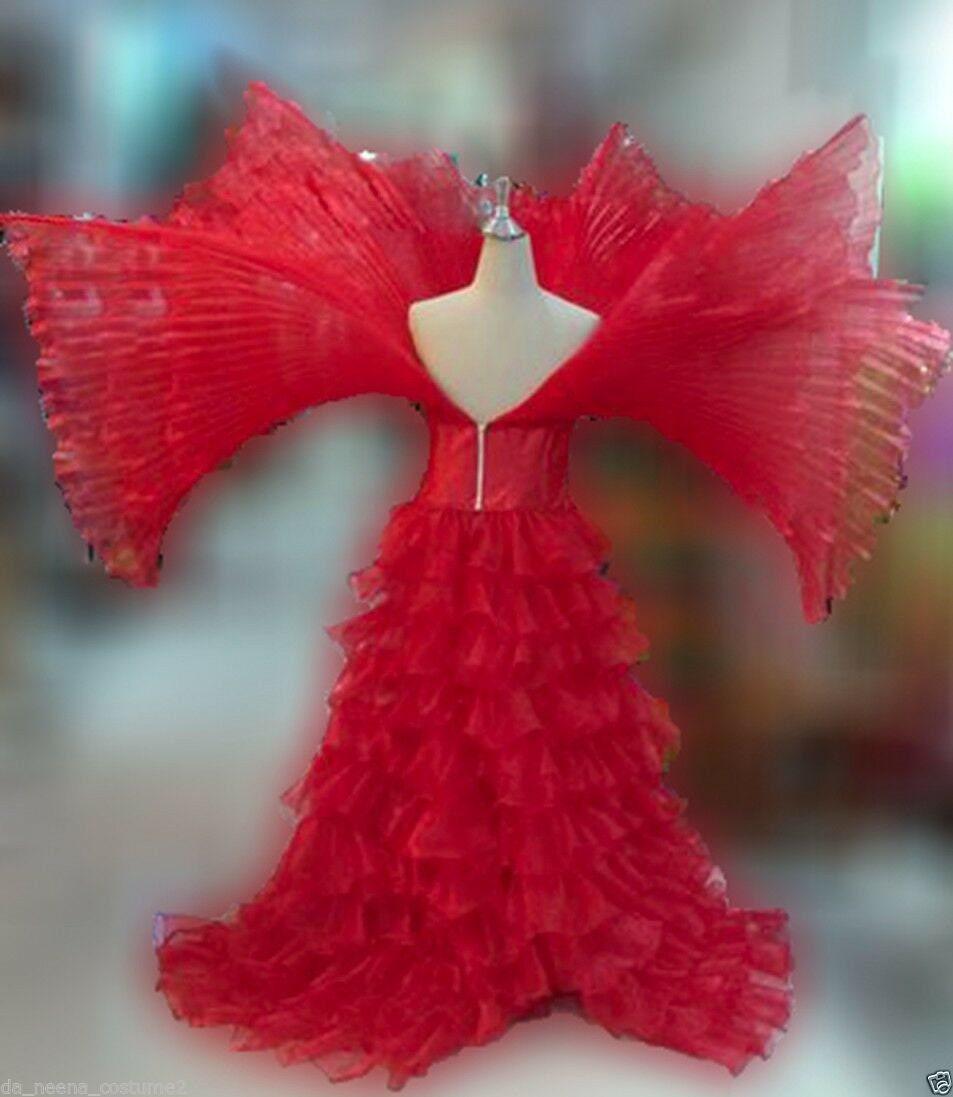 Da neena b031 stage white flower lady gaga dress giant collar backpiece