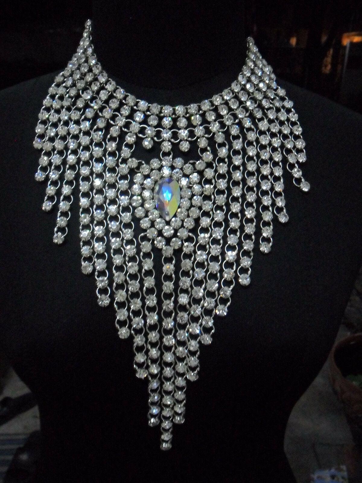 Da neena j042c party showgirl vegas drag cabaret crystal necklace
