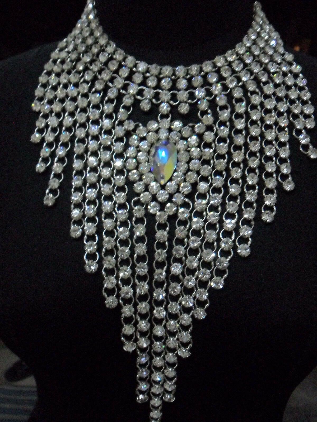 Da neena j042c party showgirl vegas drag cabaret crystal necklace