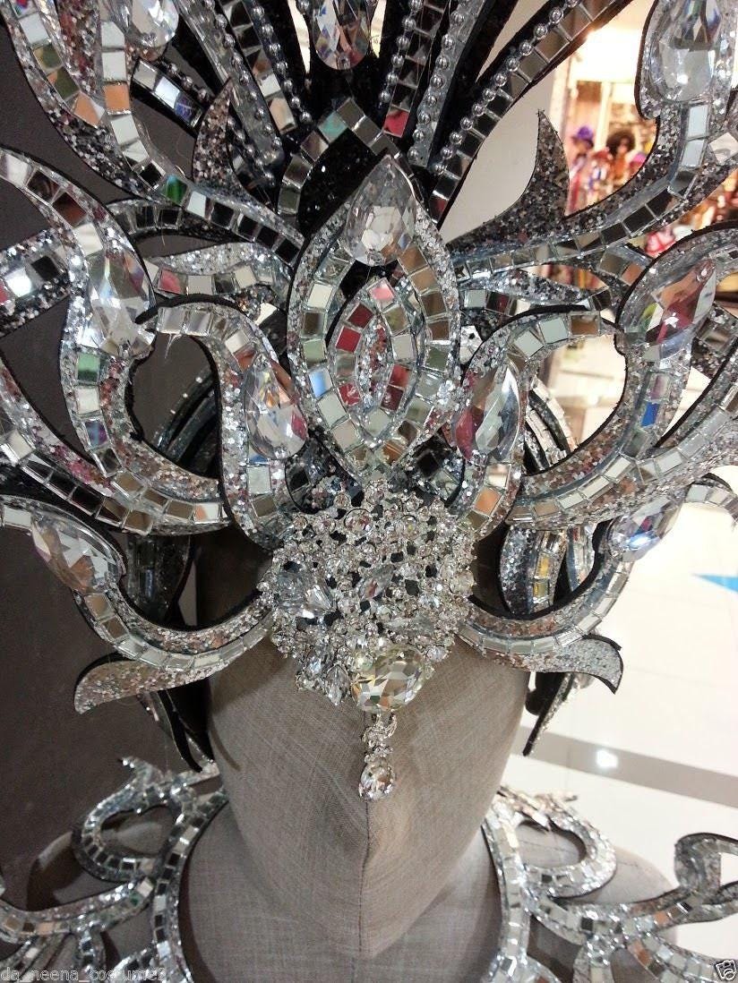 Da neena c117 asian warrior crystal showgirl samba headdress costume set