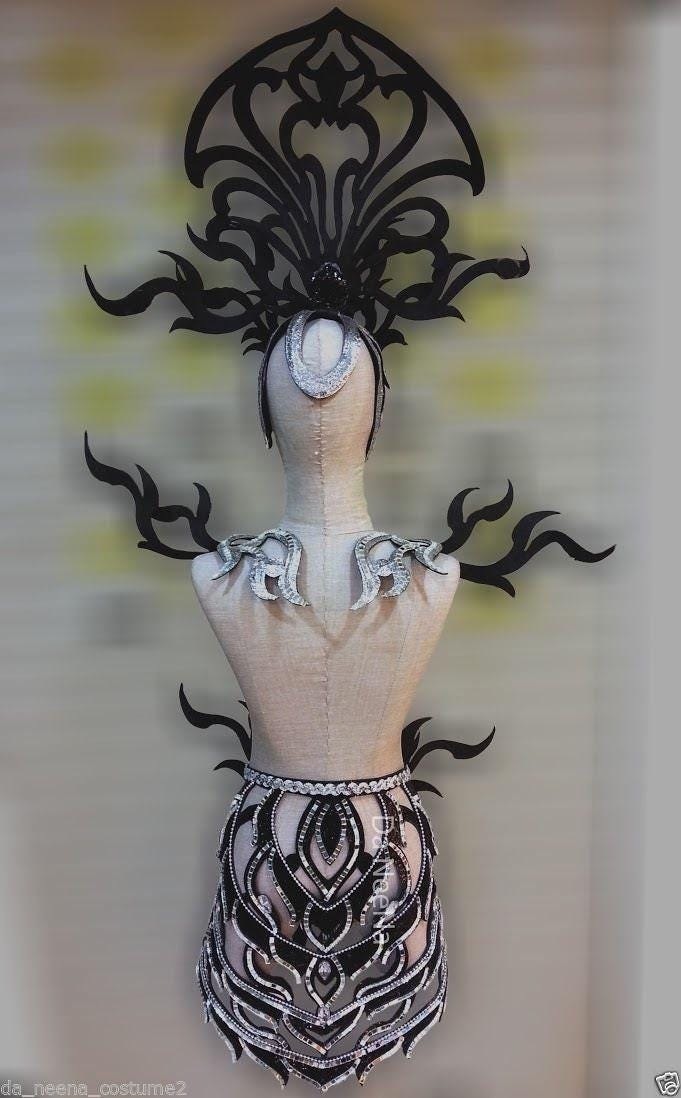 Da neena c117 asian warrior crystal showgirl samba headdress costume set