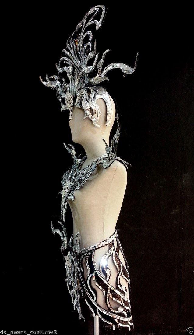 Da neena c117 asian warrior crystal showgirl samba headdress costume set