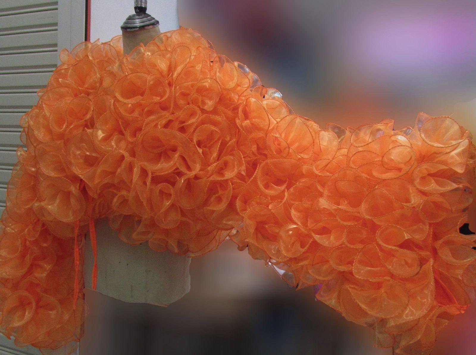 Da neena c005 vegas organza cabaret drag short gigantic sequin ruffle coat