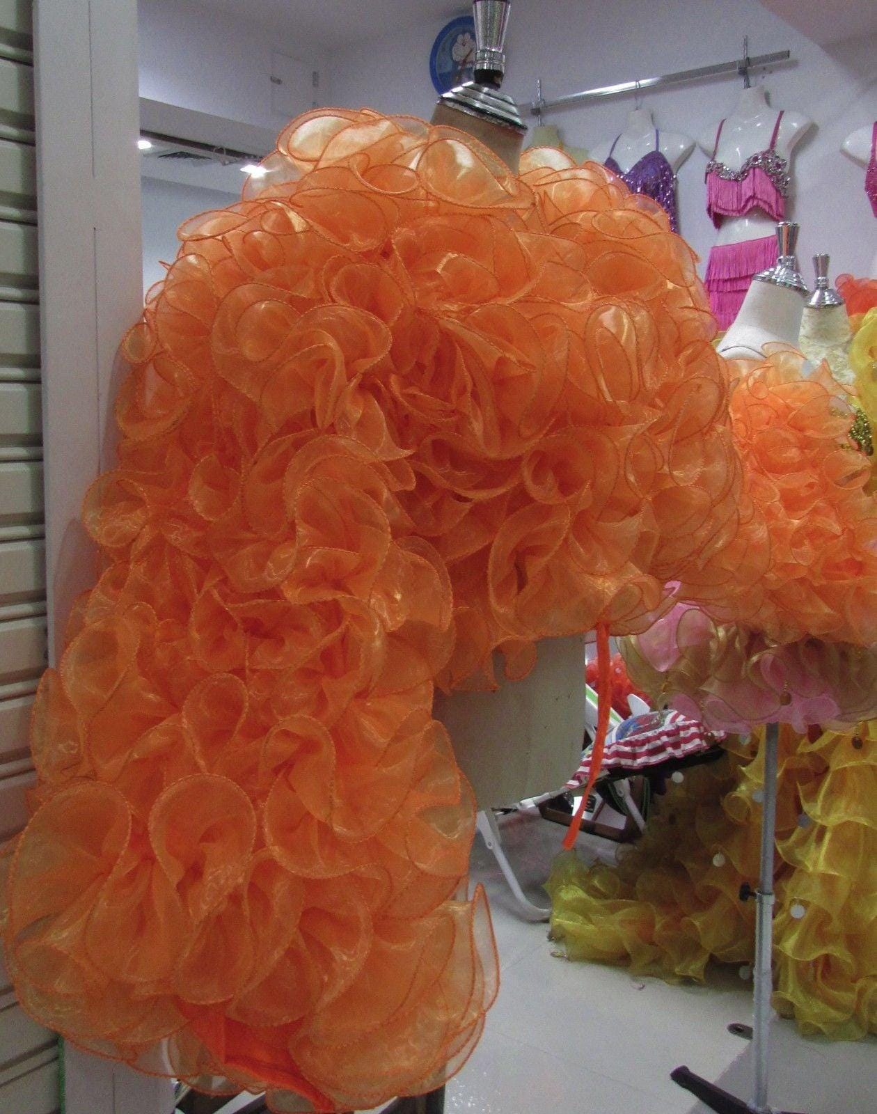 Da neena c005 vegas organza cabaret drag short gigantic sequin ruffle coat