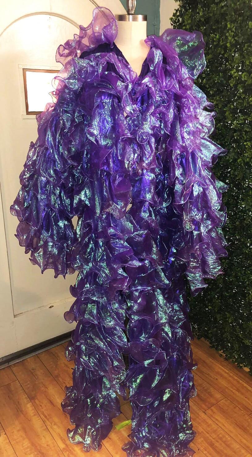Da neena c004x organza drag gay pride parade prom seaweed  ruffle jacket coat