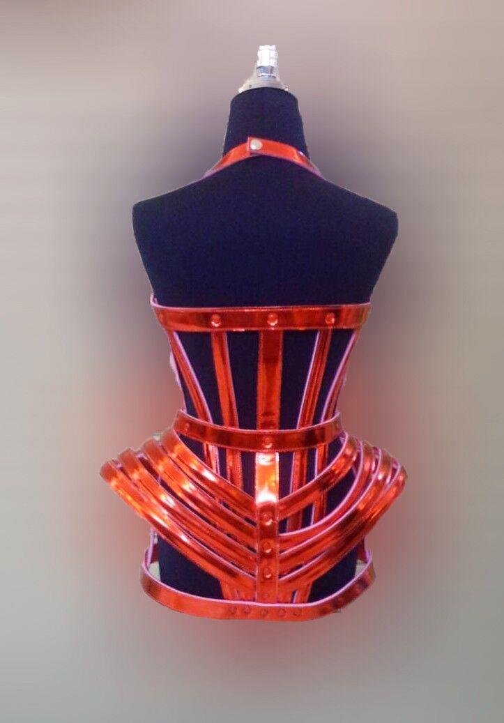 Daneena t0299 madonna gaga tribute cone bra pointy cage leather costume xs-xl