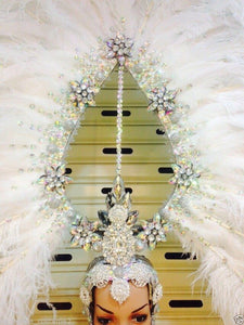 Da NeeNa C517  Grand White Angel Crystal Samba Headdress Wings