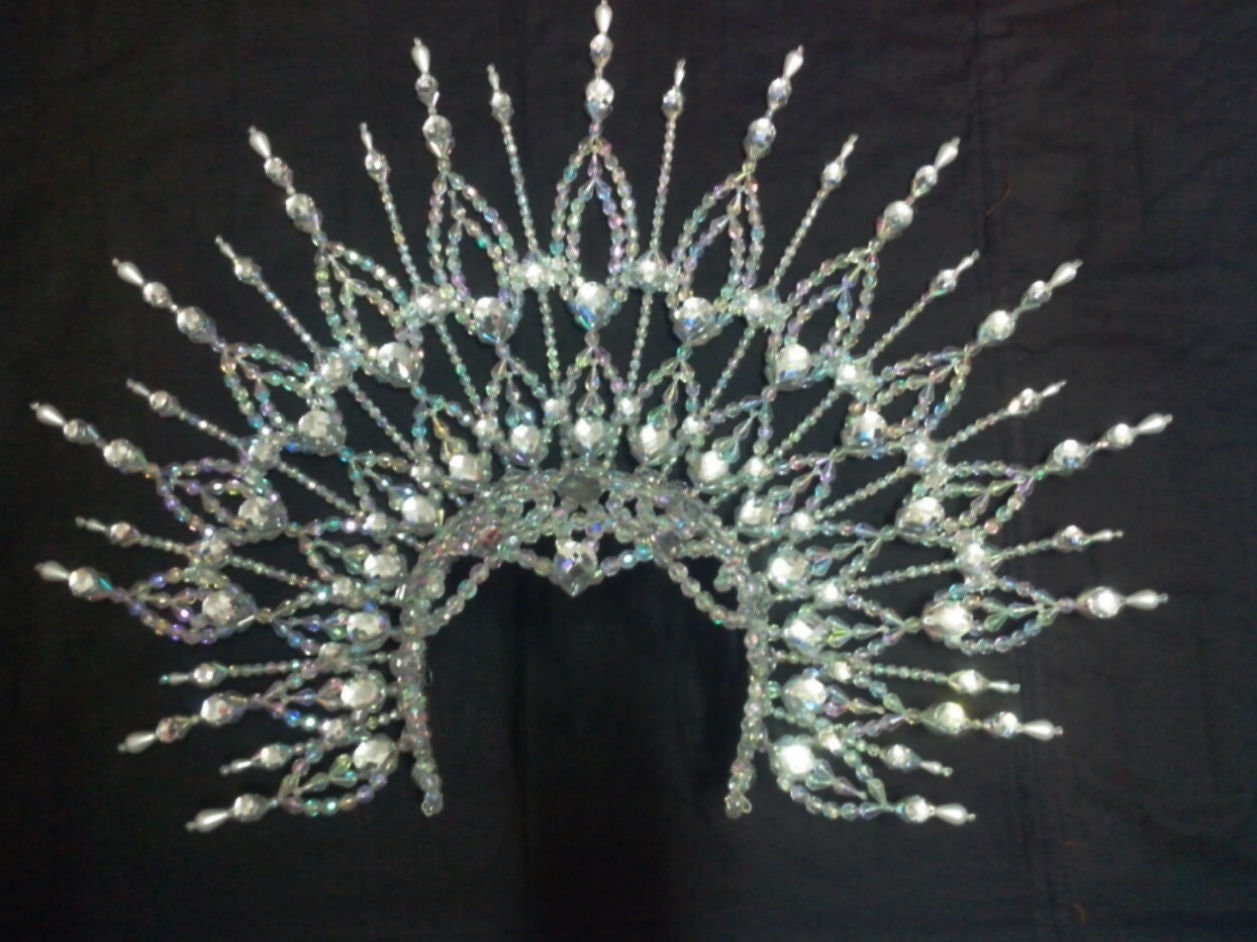 Da NeeNa H020a Showgirl Vegas Ballet Cabaret Crown Tiara Crystal Headdress