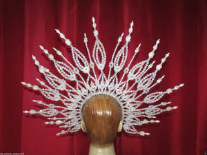 Da NeeNa H020a Showgirl Vegas Ballet Cabaret Crown Tiara Crystal Headdress