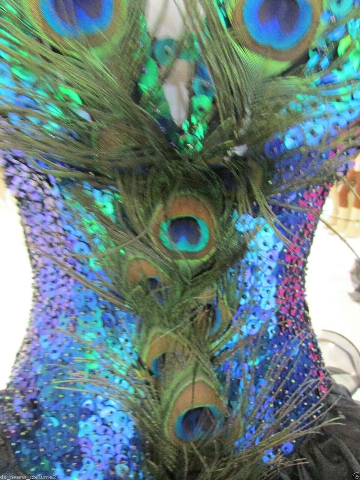 Da NeeNa M145 Peacock Angel Feather Showgirl Vegas Stage Dance Dress XS-XL