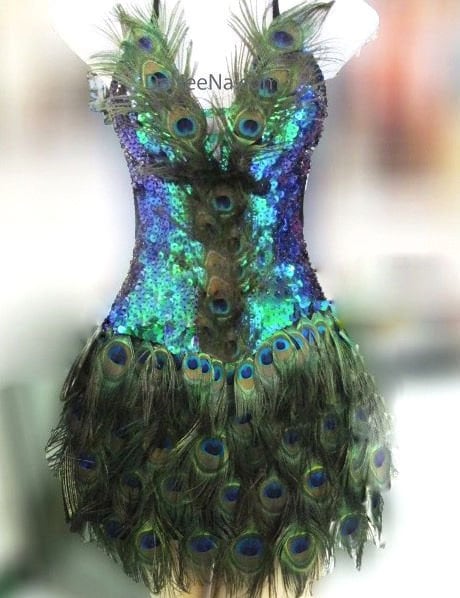 Da NeeNa M1455 Peacock Angel Feather Showgirl Vegas Stage Dance Dress XS-XL