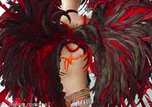 Da NeeNa C058HB Showgirl Burlesque Orange Samba Headdress Shoulder Pieces Wings