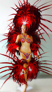 Da NeeNa C058HB Showgirl Burlesque Orange Samba Headdress Shoulder Pieces Wings