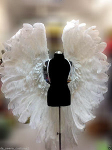 Da NeeNa B043W Gigantic White Ostrich Feather Victoria Secret Angel Wings with Tail