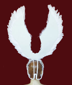 Da NeeNa H018 Vegas Showgirl Cabaret Drag White Angel Wing Hat Headdress