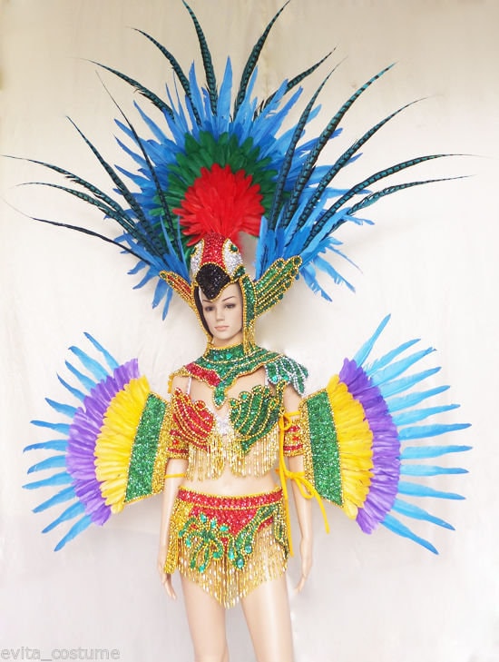 Da NeeNa H034 Samba Parade Carnival Rio Dancer Parrot Headdress Costume XS-XL