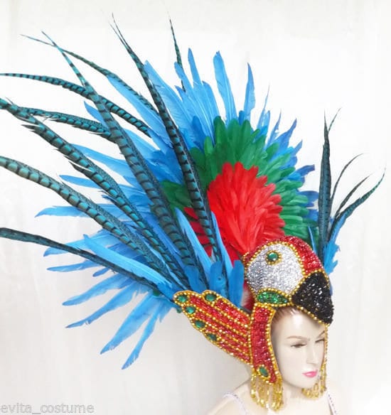 Da NeeNa H034 Samba Parade Carnival Rio Dancer Parrot Headdress Costume XS-XL