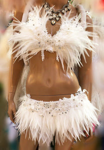 Da NeeNa 867 Feather Dance Crystal Drag Bra Skirt Bra Belt Samba Pageant XS-XL