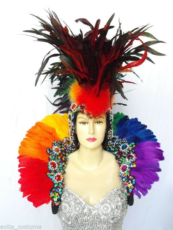 EVITA OM2 Feather Roman Gay Pride Headdress Shoulder Pieces