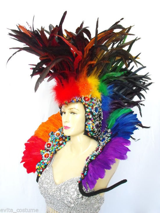 EVITA OM2 Feather Roman Gay Pride Headdress Shoulder Pieces