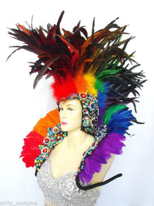 EVITA OM2 Feather Roman Gay Pride Headdress Shoulder Pieces