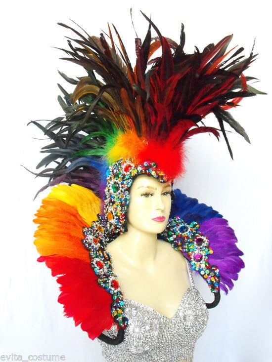 EVITA OM2 Feather Roman Gay Pride Headdress Shoulder Pieces