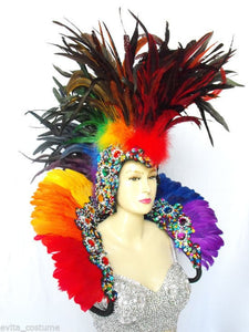 EVITA OM2 Feather Roman Gay Pride Headdress Shoulder Pieces