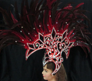 Da NeeNa H095 Mohawk Drag Queen Dress Cabaret Showgirl Feather Phoenix Headdress