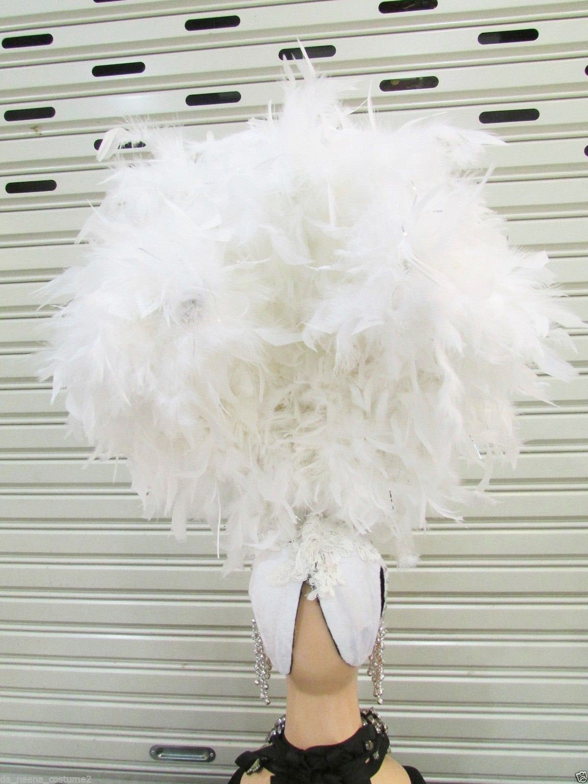 DaNeeNa H195 White Angel Crystal feather Showgirl Dance pageant Headdress