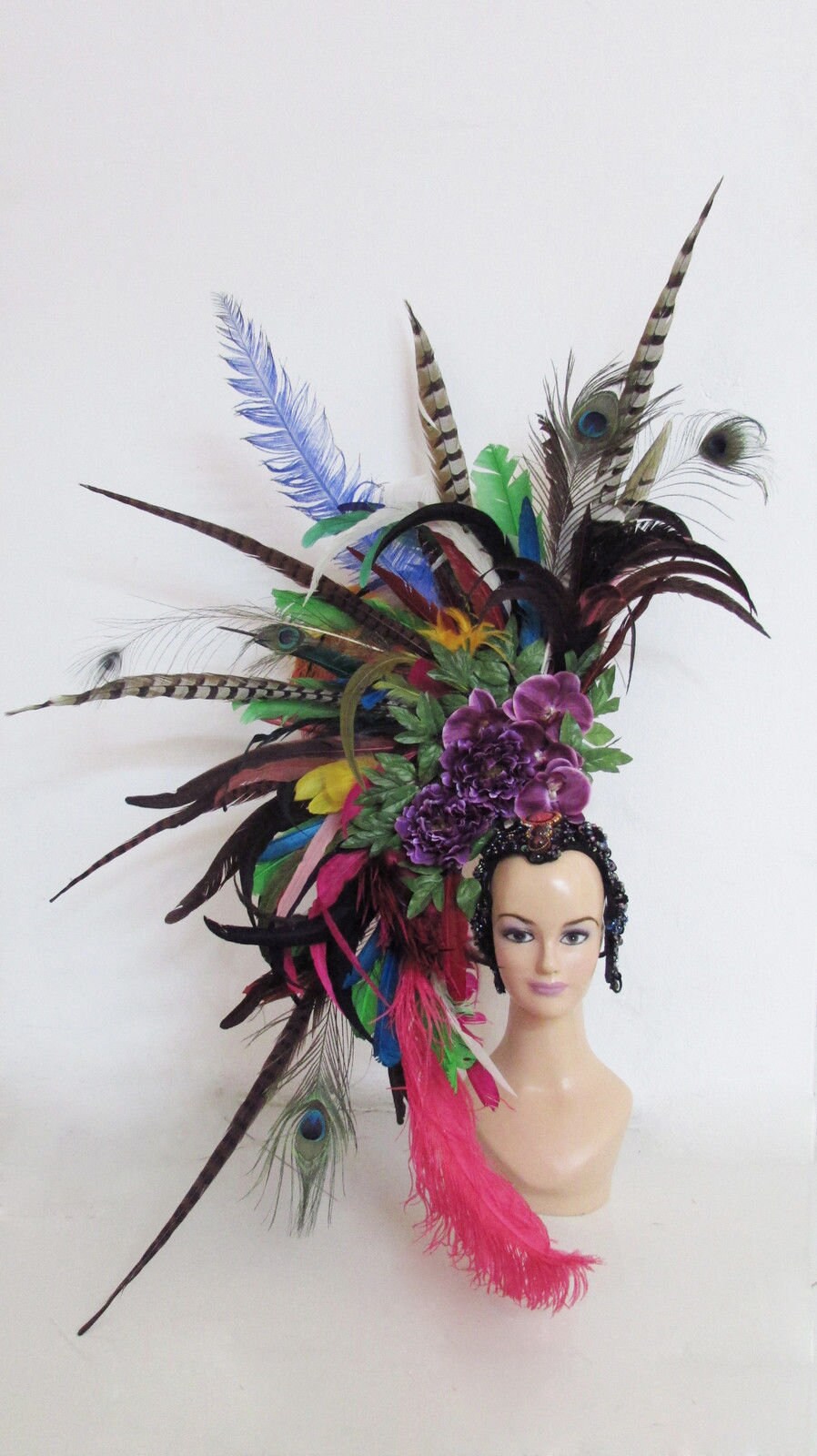 Da NeeNa M073 Vegas Green Leaf World Earth Feather Flower Elegant Headdress