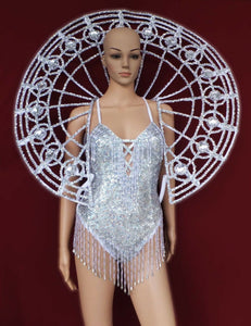 Da NeeNa B004 Samba Drag Vegas Show Drag Showgirl Dance Round Circle Backpiece