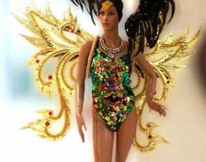 Da NeeNa B599 Dragon Asian Angel Wings Vegas Showgirl Crystal Backpiece Wings