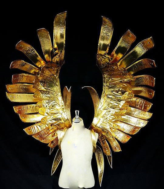 Da NeeNa HUT B877 Gold Falcon King Samba Pageant Vegas Showgirl Leather Shoulder Pieces