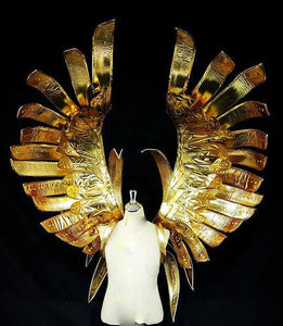 Da NeeNa HUT B877 Gold Falcon King Samba Pageant Vegas Showgirl Leather Shoulder Pieces