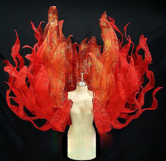 Da NeeNa HUT Red Orange Fire Sun Heat Fuel Flame Global Warming Shoulder Pieces