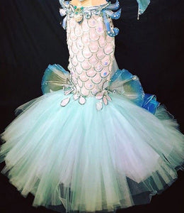 Da NeeNa HUT C071C Queen of Sea Mermaid Fish Crystal Corset Skirt Dress Gown XS-XL