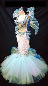 Da NeeNa HUT C071C Queen of Sea Mermaid Fish Crystal Corset Skirt Dress Gown XS-XL