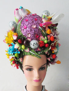 EVITA H053 Earth Global Warming Green Tree Bird Fruit World Queen Headdress