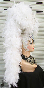 DaNeeNa H200 White Thunderbolt Queen Crystal Feather Showgirl pageant Headdress