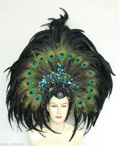 Da NeeNa MUL Showgirl Drag Peacock Backpiece Headdress