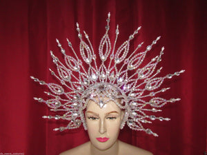 Da NeeNa H020a Showgirl Vegas Ballet Cabaret Crown Tiara Crystal Headdress