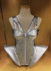 DaNeeNa L044N GAGA Beyonce Inspired Futurelistic Corset Leather Costume XS-XL