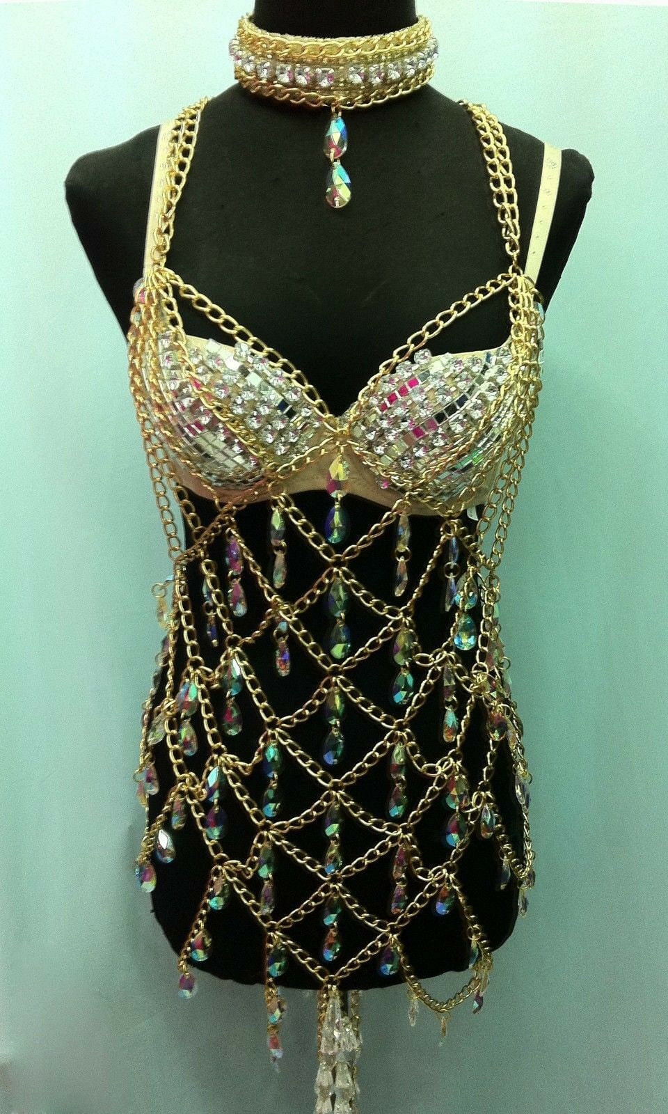 Da NeeNa T024 Samba Vegas Belly Parade Chain Bra Dress Costume set XS-XL