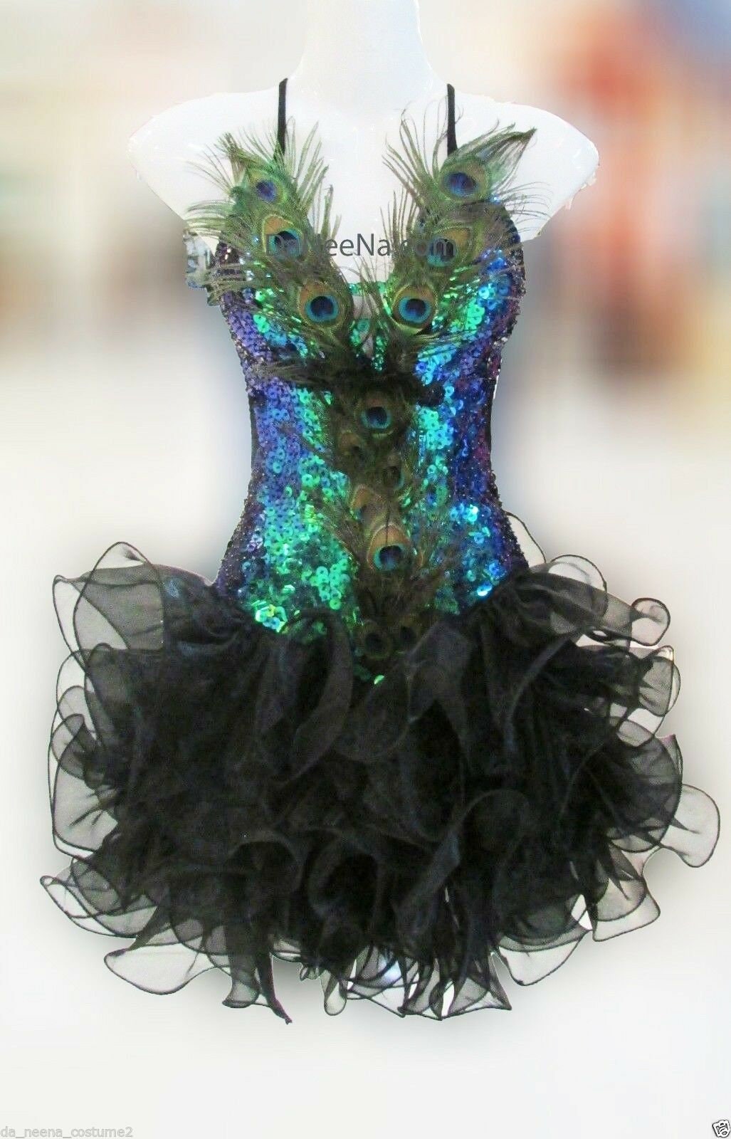 Da NeeNa M145 Peacock Angel Feather Showgirl Vegas Stage Dance Dress XS-XL