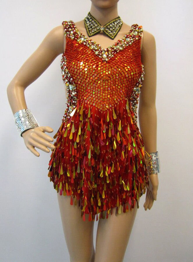 Da NeeNa M0092 Salsa Latin Samba Sequin Sophisticated Dance Dress  XS-XL