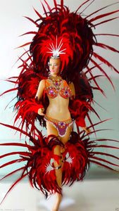 Da NeeNa C058C Showgirl Burlesque Orange Samba Headdress Shoulder Pieces Costume Set