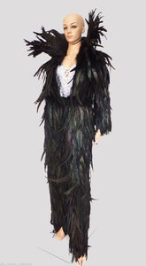 Da NeeNa JF Vegas Parade Woman Man Devil Black Feather Coat Jacket Pants XS-XL